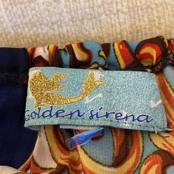 Golden Sirena Maxi Dress On/Off Shoulder, Short Sleeve, High Low Ruffled hem. - Picture 9 of 9